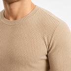 Men's Waffle-Rib Crew-Neck Jumper Long Sleeve