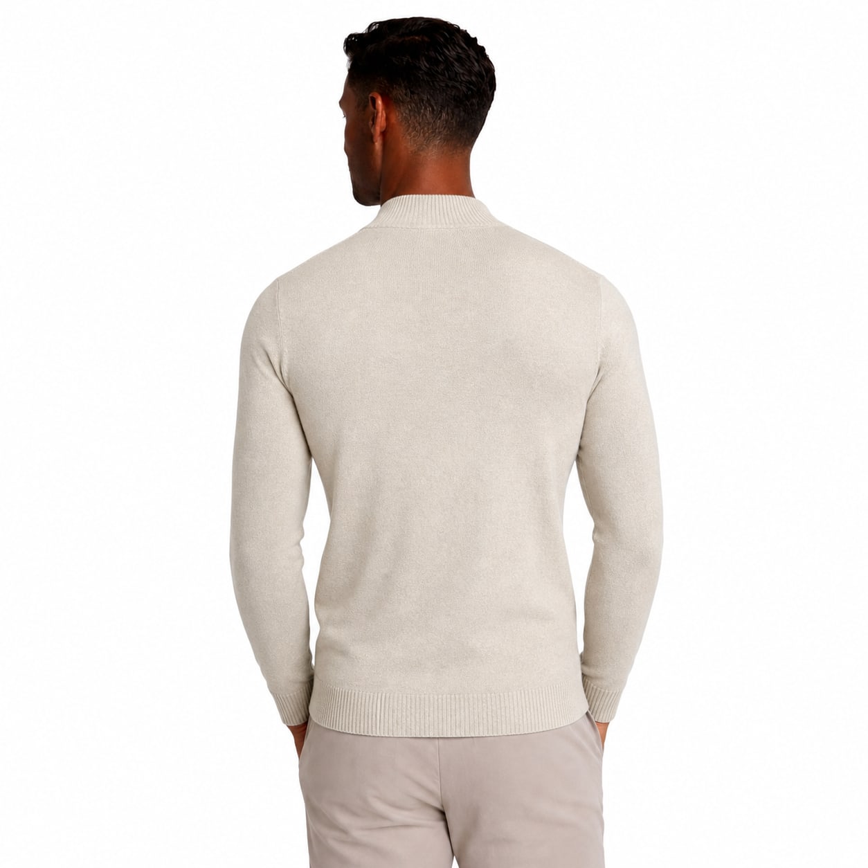 Men's Textured Quarter-Zip Knit Jumper Funnel Neck Regular Fit