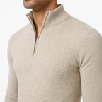 Men's Textured Quarter-Zip Knit Jumper Funnel Neck Regular Fit