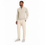 Men's Textured Quarter-Zip Knit Jumper Funnel Neck Regular Fit