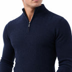 Men's Textured Quarter-Zip Knit Jumper Funnel Neck Regular Fit