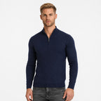 Men's Textured Quarter-Zip Knit Jumper Funnel Neck Regular Fit