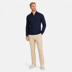 Men's Textured Quarter-Zip Knit Jumper Funnel Neck Regular Fit