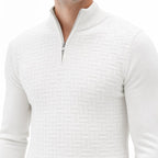 Men's Textured Quarter-Zip Knit Jumper Funnel Neck Regular Fit