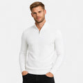 Men's Textured Quarter-Zip Knit Jumper Funnel Neck Regular Fit