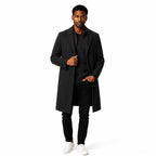 Men's Wool-Textured Overcoat Single-Breasted Notch Lapel Regular Fit