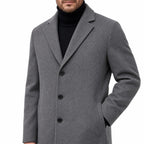 Men's Wool-Textured Overcoat Single-Breasted Notch Lapel Regular Fit
