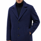 Men's Wool-Textured Overcoat Single-Breasted Notch Lapel Regular Fit