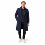 Men's Wool-Textured Overcoat Single-Breasted Notch Lapel Regular Fit
