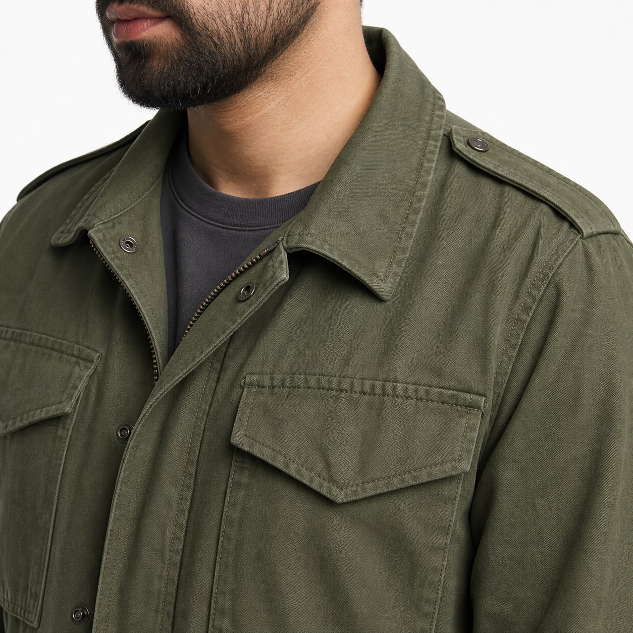 Men's Pocketed Cotton Jacket Relaxed Fit