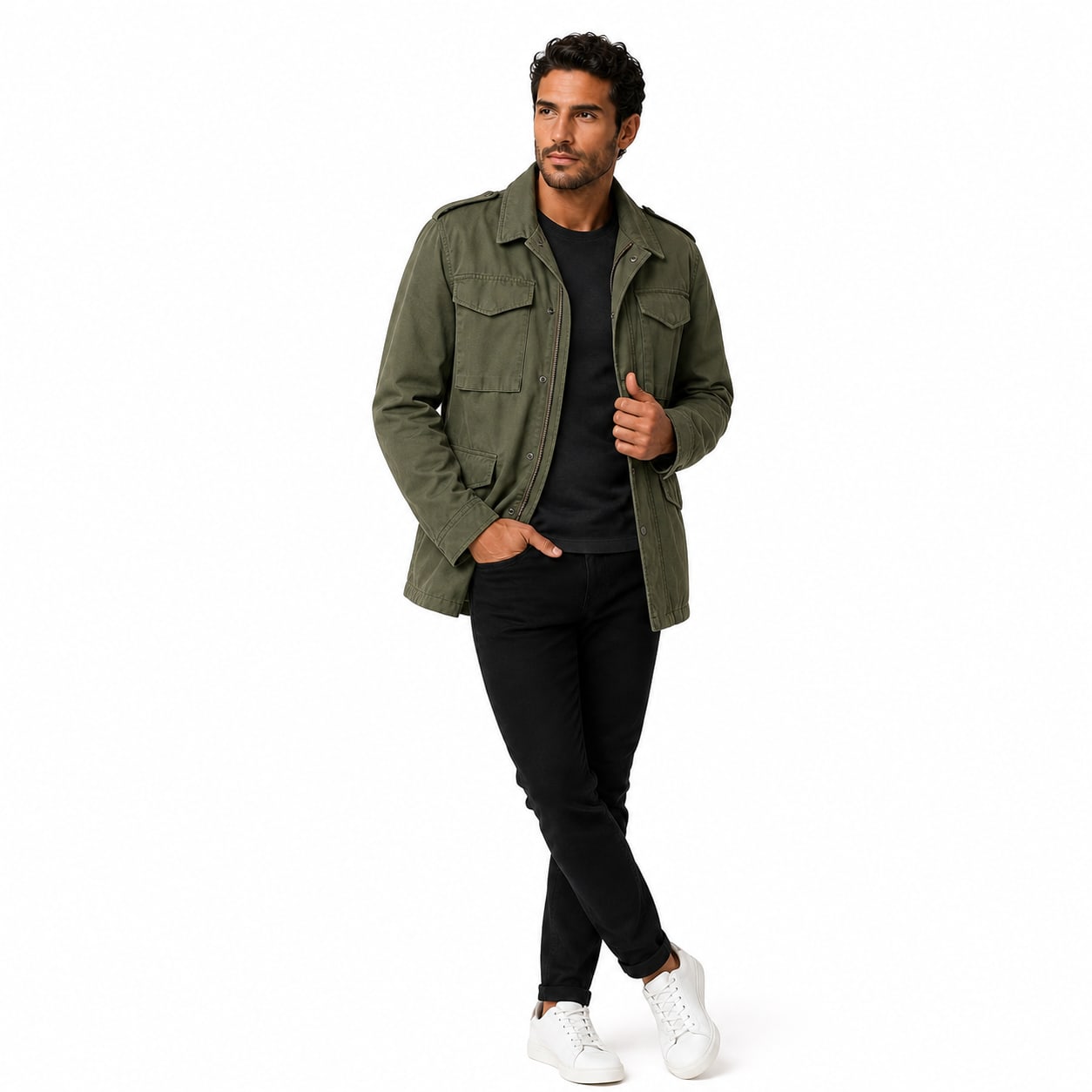 Men's Pocketed Cotton Jacket Relaxed Fit