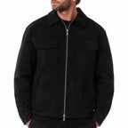 Men's Suede-Look Utility Jacket Pocketed Zip Regular Fit