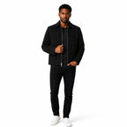 Men's Suede-Look Utility Jacket Pocketed Zip Regular Fit