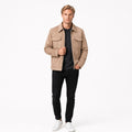 Men's Suede-Look Utility Jacket Pocketed Zip Regular Fit