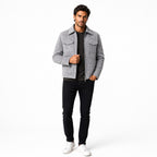 Men's Suede-Look Utility Jacket Pocketed Zip Regular Fit