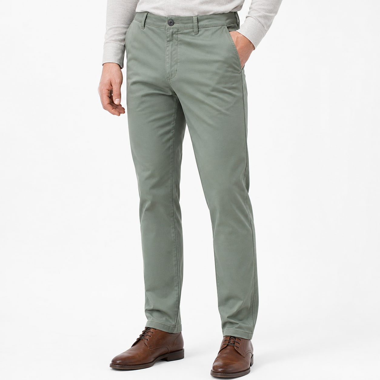 Men's Chino Trousers Straight Fit Flat Front