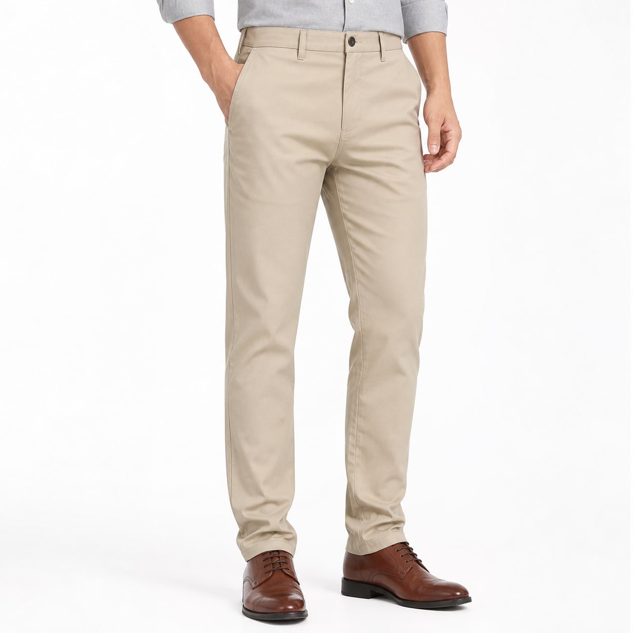 Men's Chino Trousers Straight Fit Flat Front
