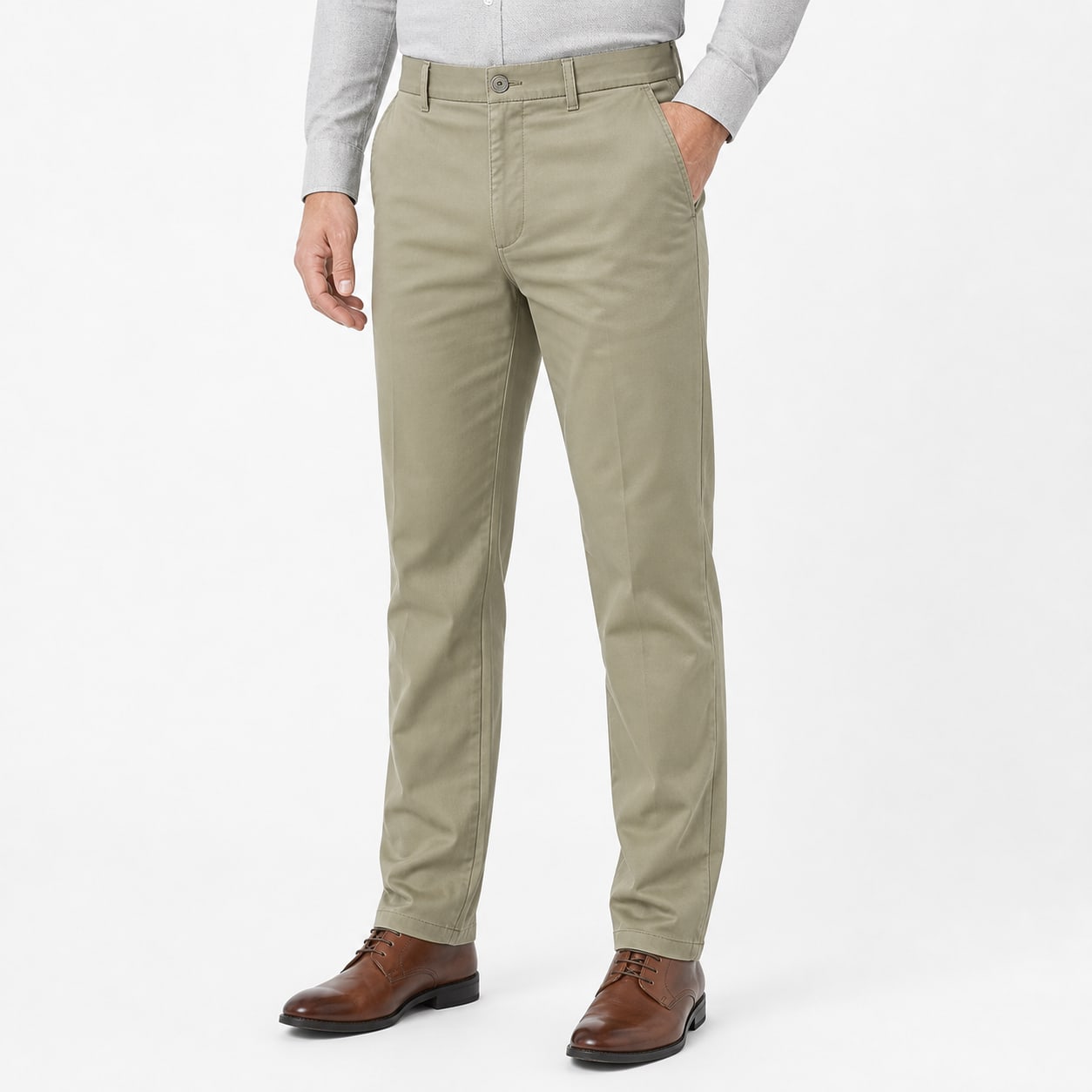 Men's Chino Trousers Straight Fit Flat Front