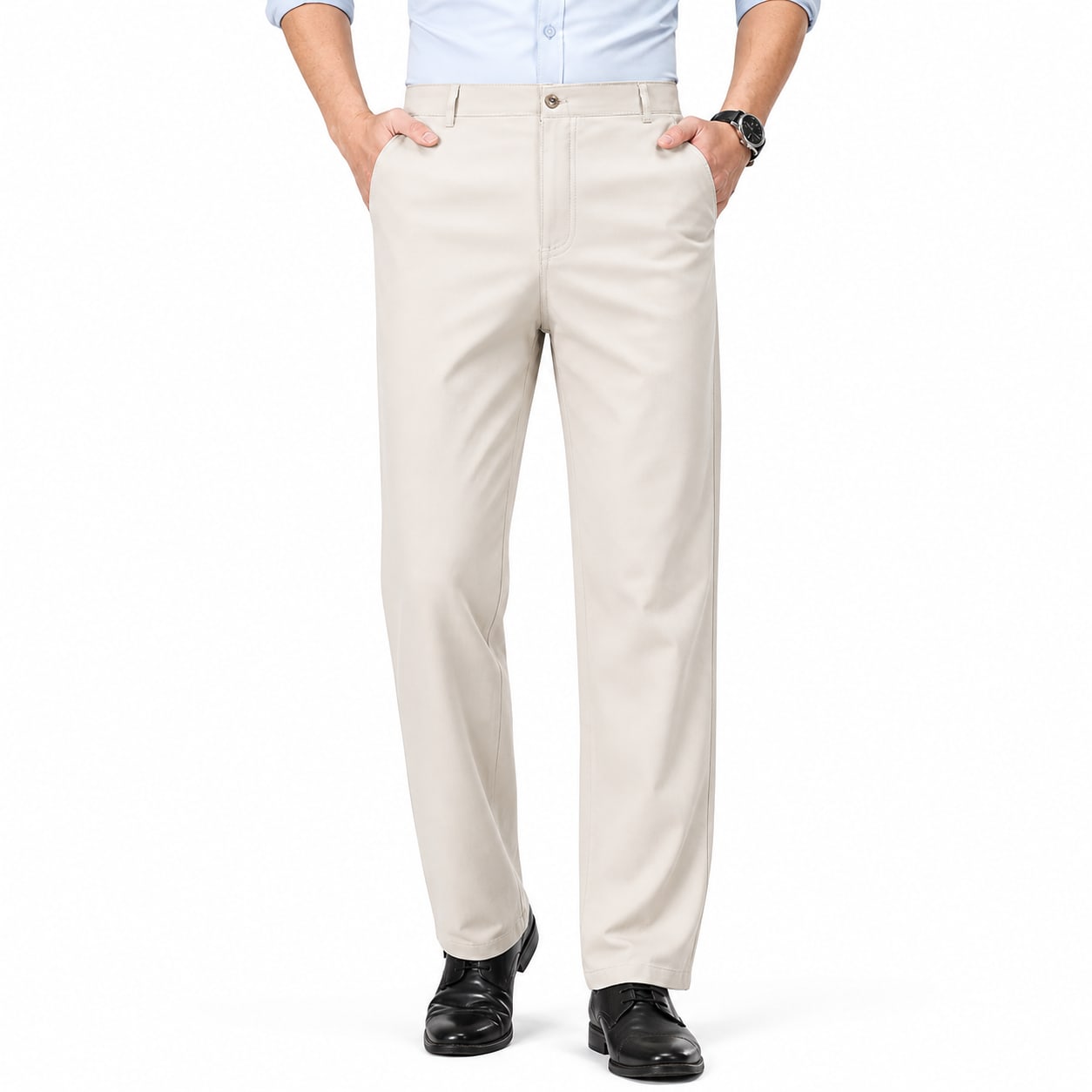 Men's Casual Chino Trousers Regular Straight Fit