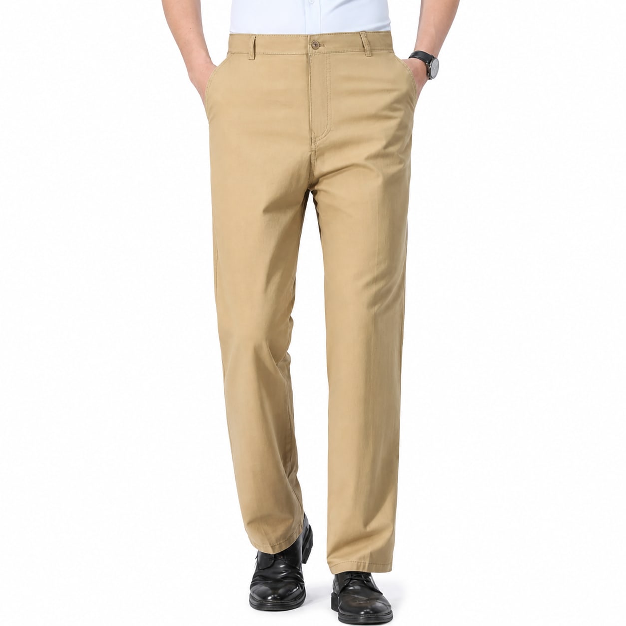 Men's Casual Chino Trousers Regular Straight Fit