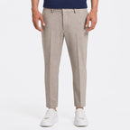 Men's Textured Tailored Trousers Pressed Crease Slim Fit