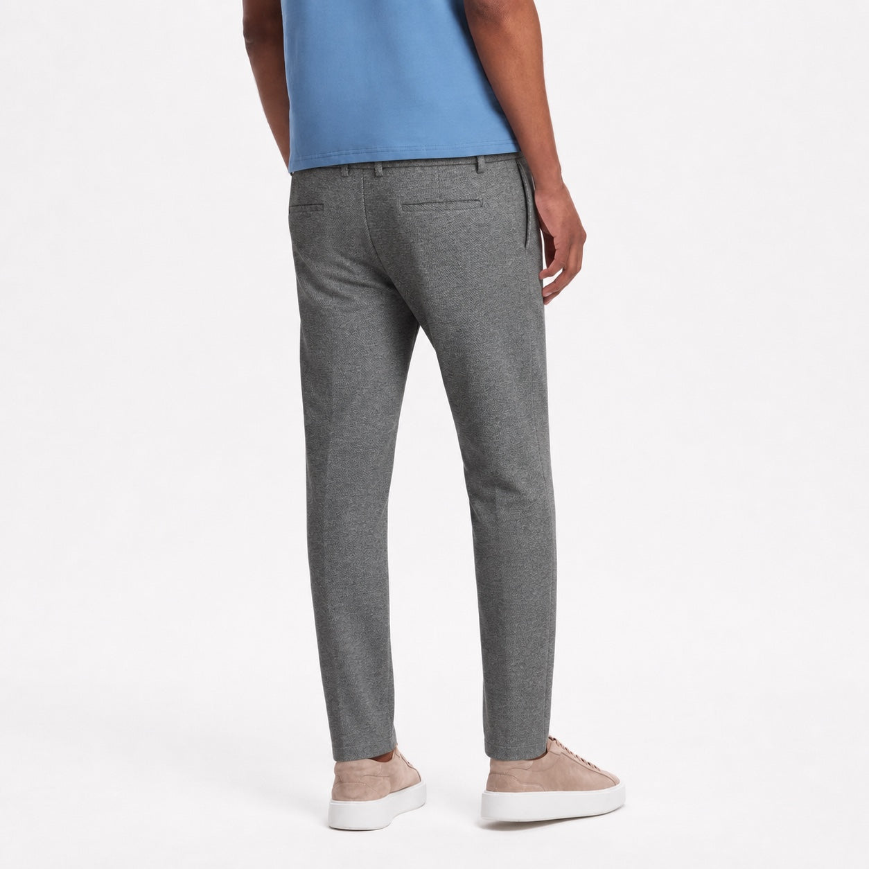Men's Textured Tailored Trousers Pressed Crease Slim Fit