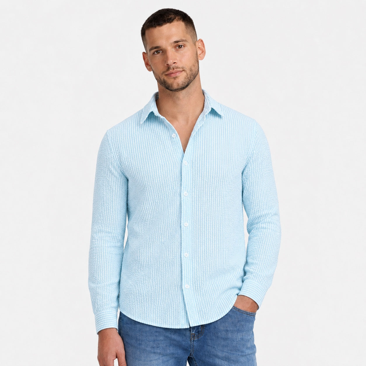 Men's Long-Sleeve Shirt Striped Regular Fit
