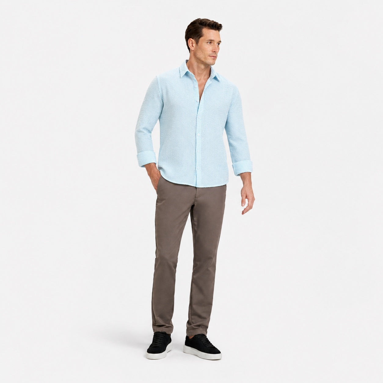 Men's Long-Sleeve Shirt Striped Regular Fit