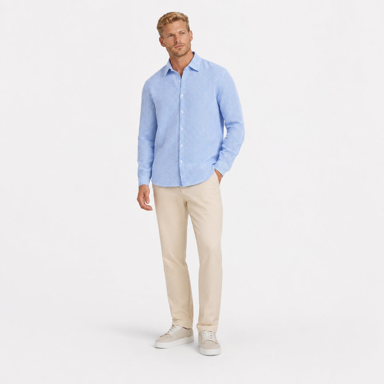 Men's Long-Sleeve Shirt Striped Regular Fit