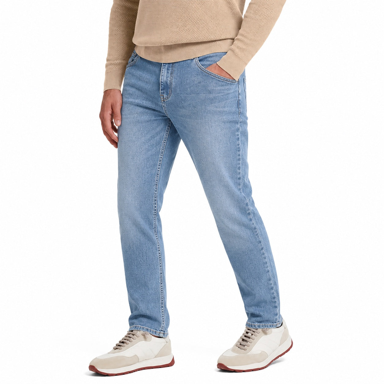 Men's Classic Washed Denim Jeans Regular Fit
