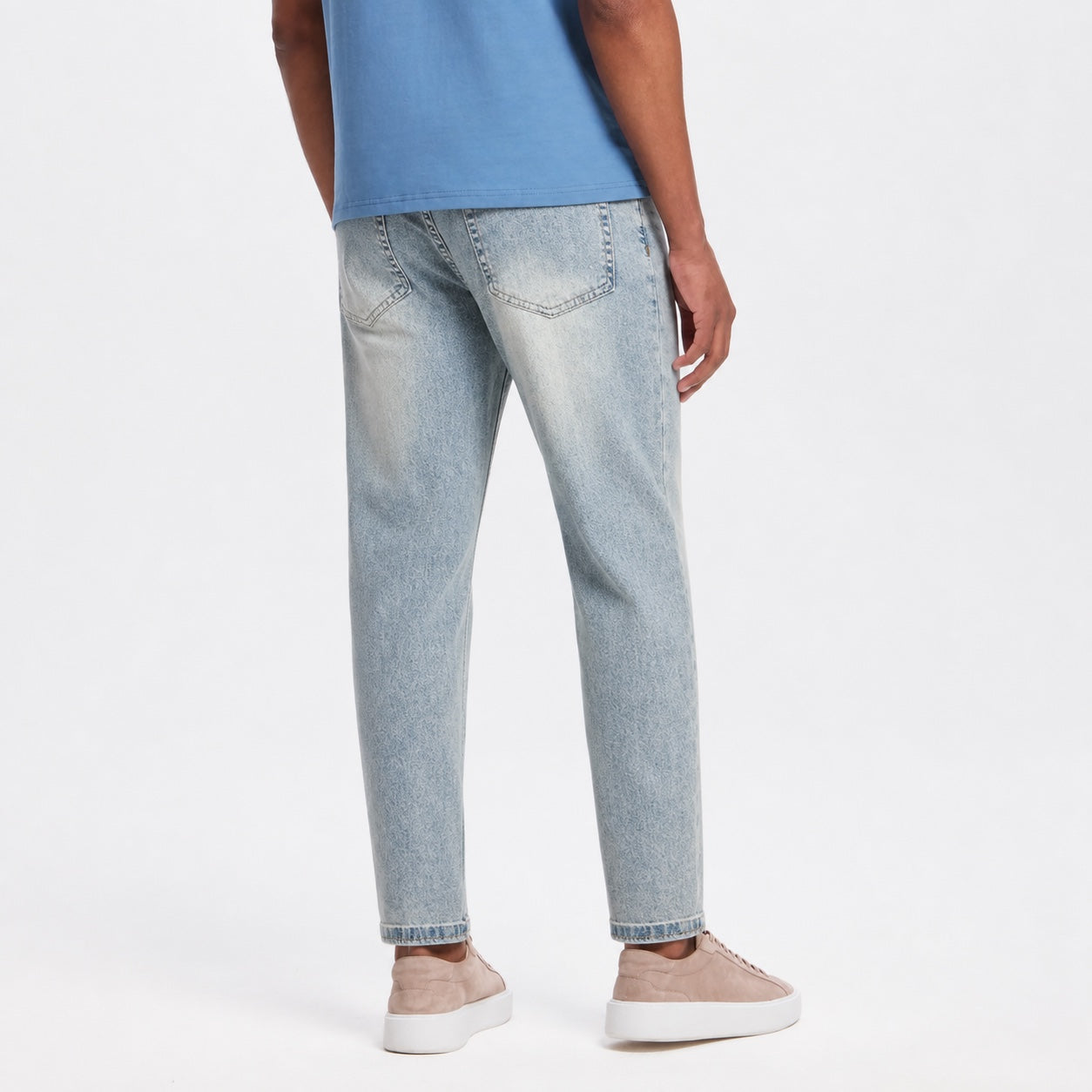 Men's Faded Denim Jeans Tapered Relaxed Fit