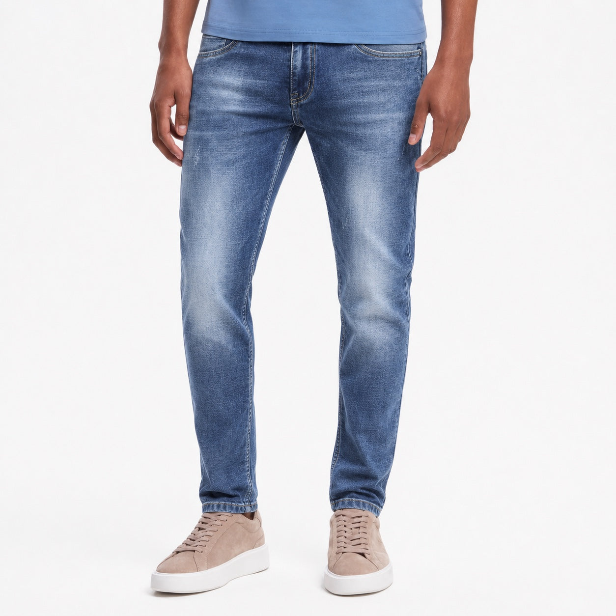 Men's Faded Denim Jeans Slim Fit