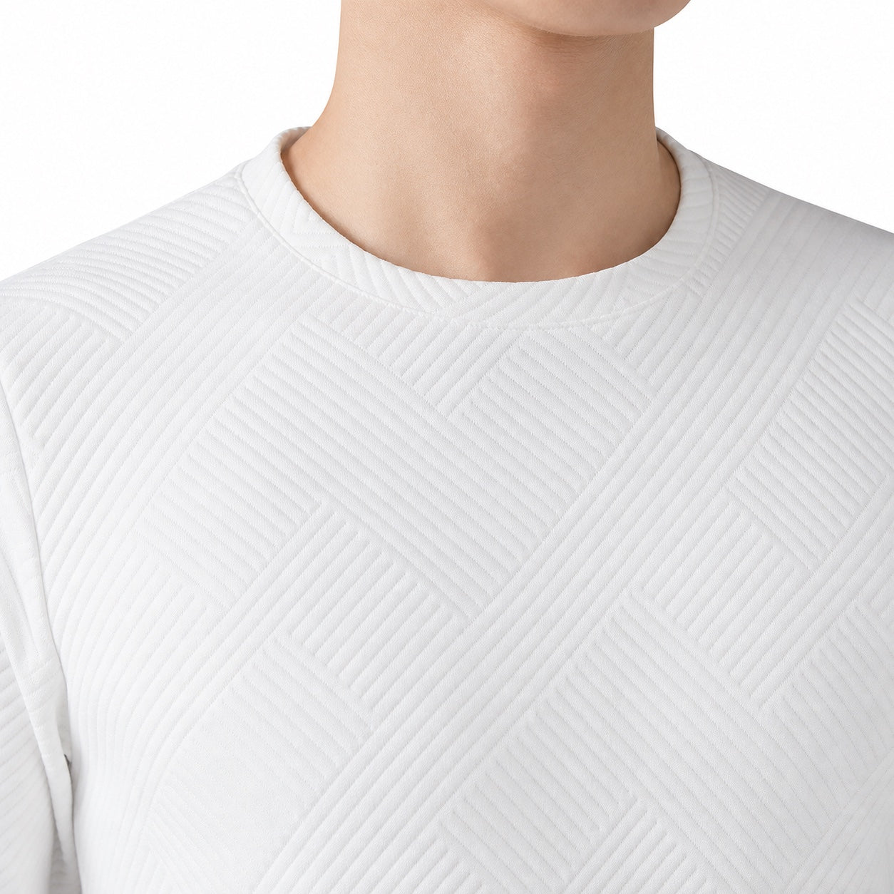 Men's Textured Crew-Neck Sweater Long-Sleeve Regular Fit