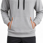 Men's Pullover Hoodie Contrast-Zip Pockets Relaxed Fit