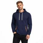Men's Pullover Hoodie Contrast-Zip Pockets Relaxed Fit