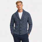 Men's Marled Cardigan Shawl-Collar Buttoned Regular Fit