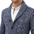 Men's Marled Cardigan Shawl-Collar Buttoned Regular Fit