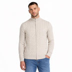 Men's Wool Cable-Knit Cardigan Full-Zip Regular Fit