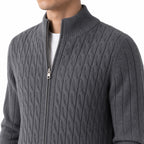 Men's Wool Cable-Knit Cardigan Full-Zip Regular Fit