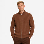 Men's Wool Cable-Knit Cardigan Full-Zip Regular Fit