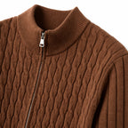Men's Wool Cable-Knit Cardigan Full-Zip Regular Fit