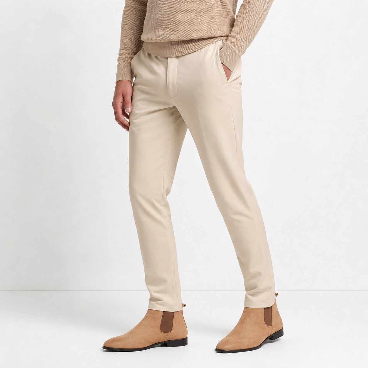 Men's Suede-Look Chelsea Boots Almond Toe Regular Fit