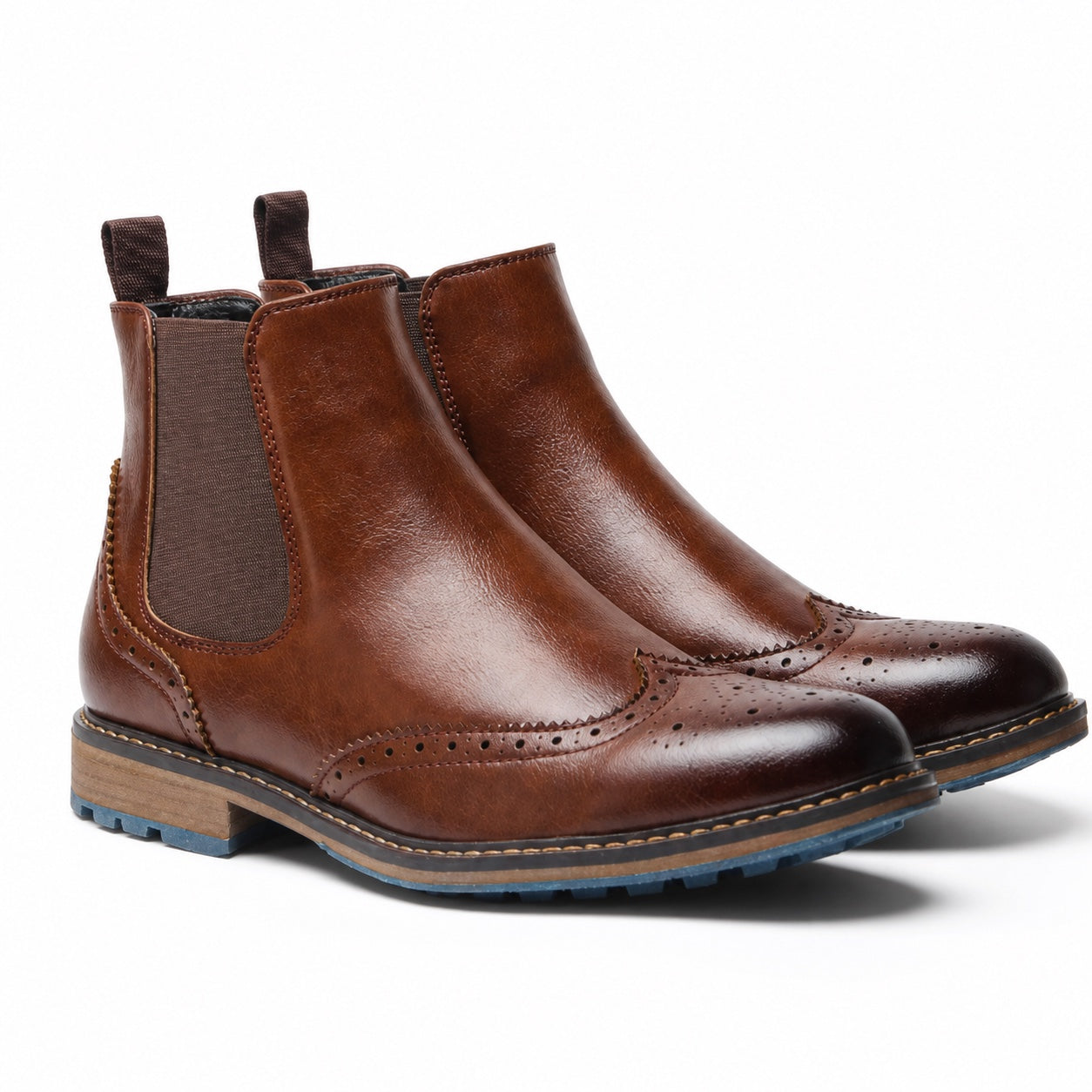 Men's Leather-Look Chelsea Boots Brogue Regular Fit
