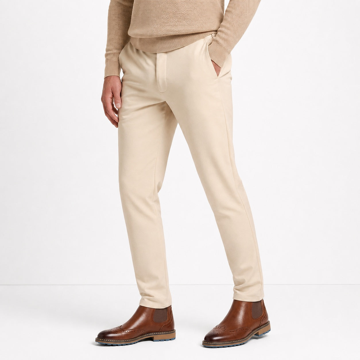 Men's Leather-Look Chelsea Boots Brogue Regular Fit