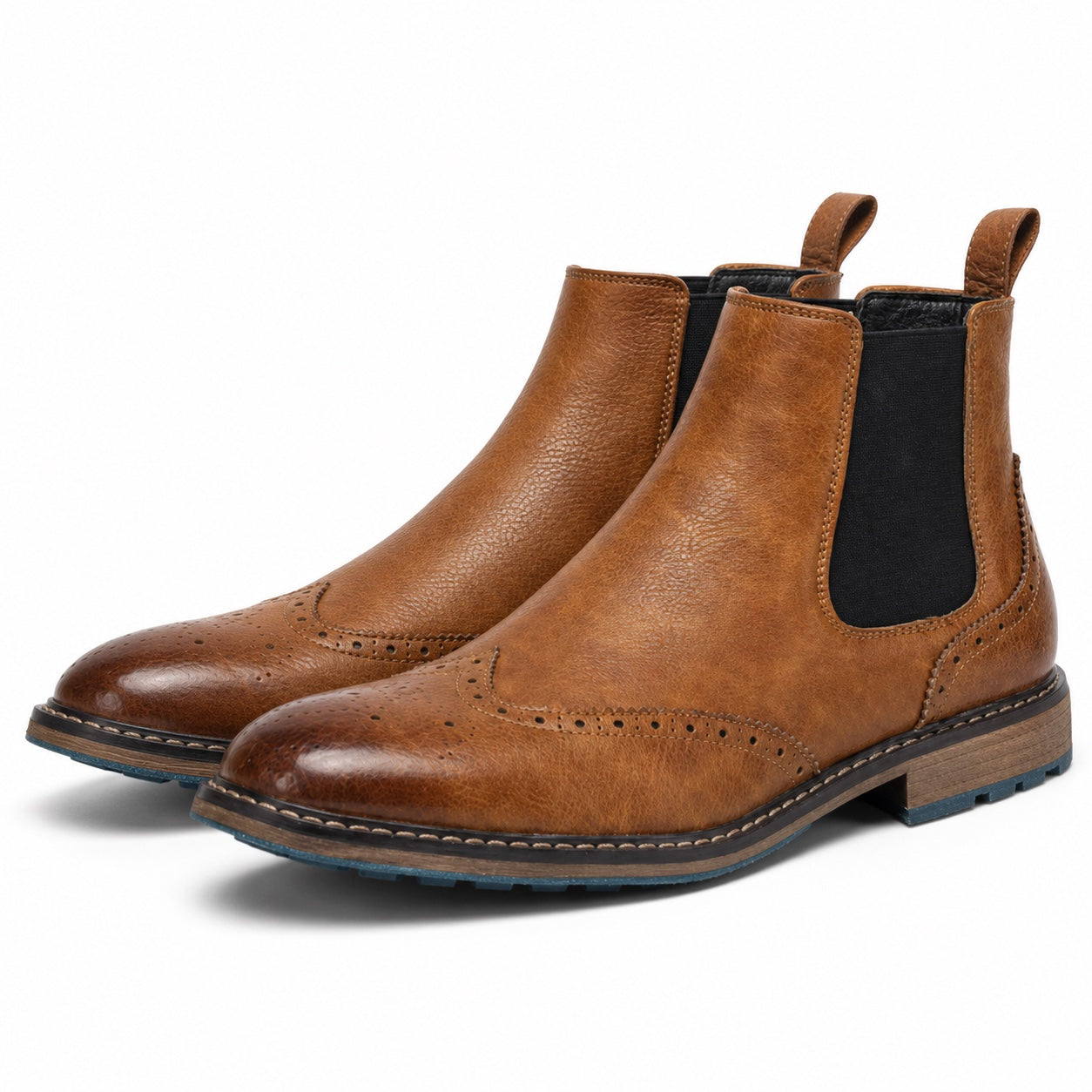 Men's Leather-Look Chelsea Boots Brogue Regular Fit