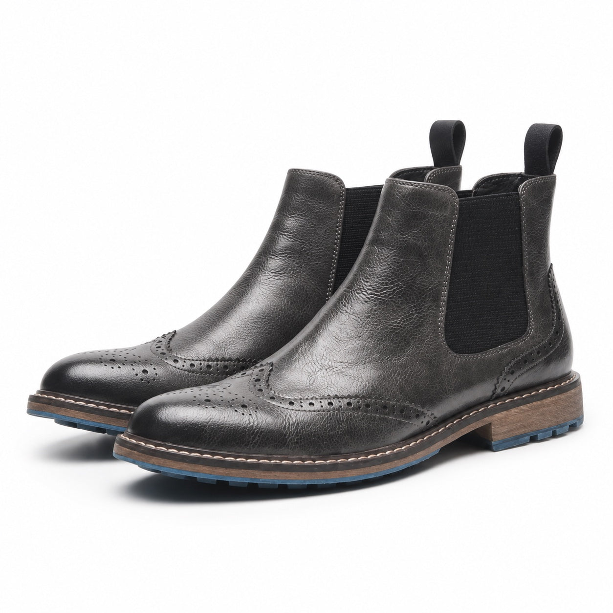 Men's Leather-Look Chelsea Boots Brogue Regular Fit