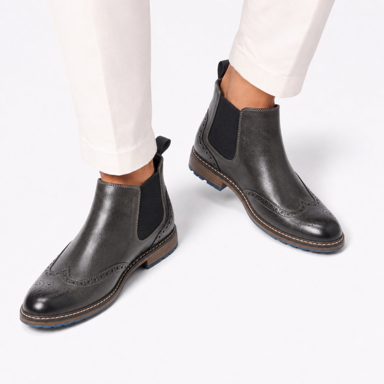 Men's Leather-Look Chelsea Boots Brogue Regular Fit