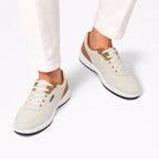 Beige men's contrast trainers detail view