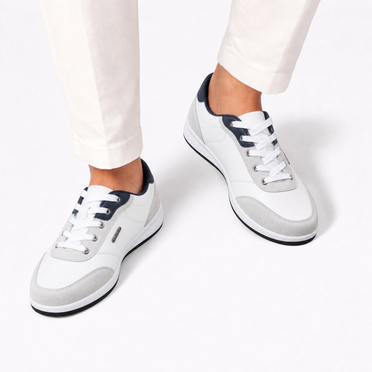 White men's contrast trainers detail view