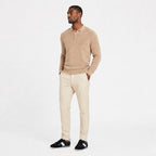 Black men's retro panel trainers styled on model